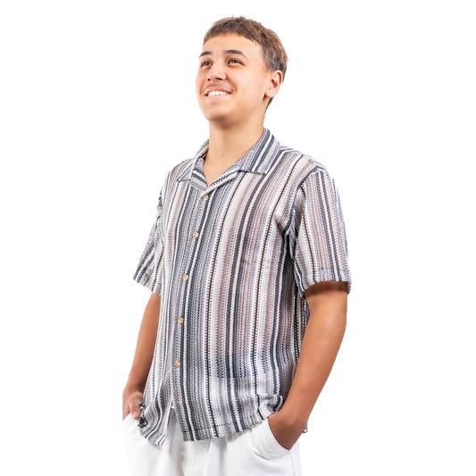 Chemise ajourée noir/gris