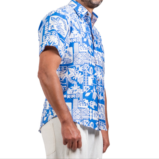 Chemise fleurie bleu