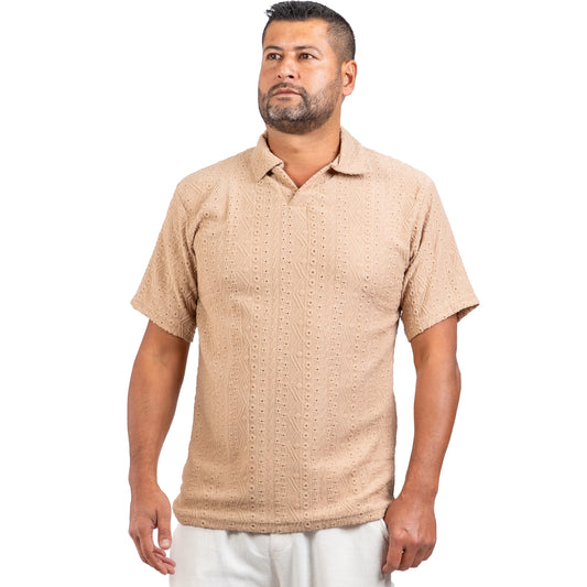 Polo ajourée marron clair