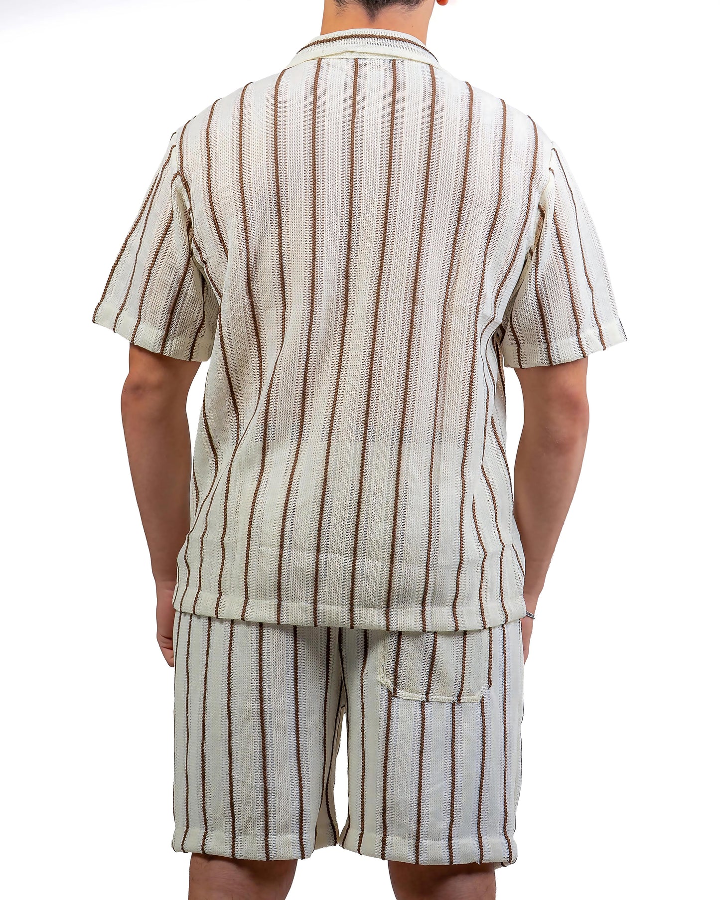 Ensemble ajouré crème/marron