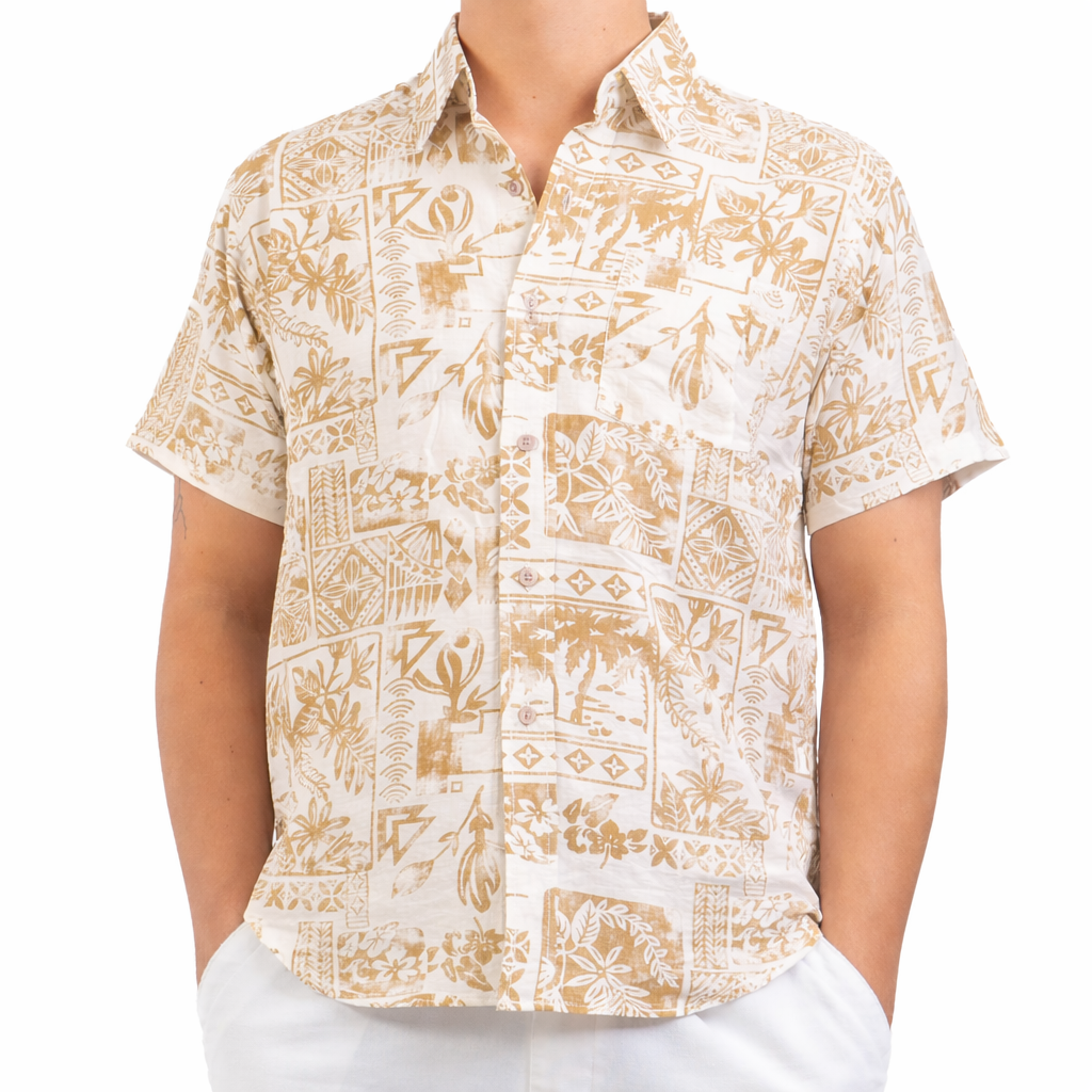 Chemise fleurie beige