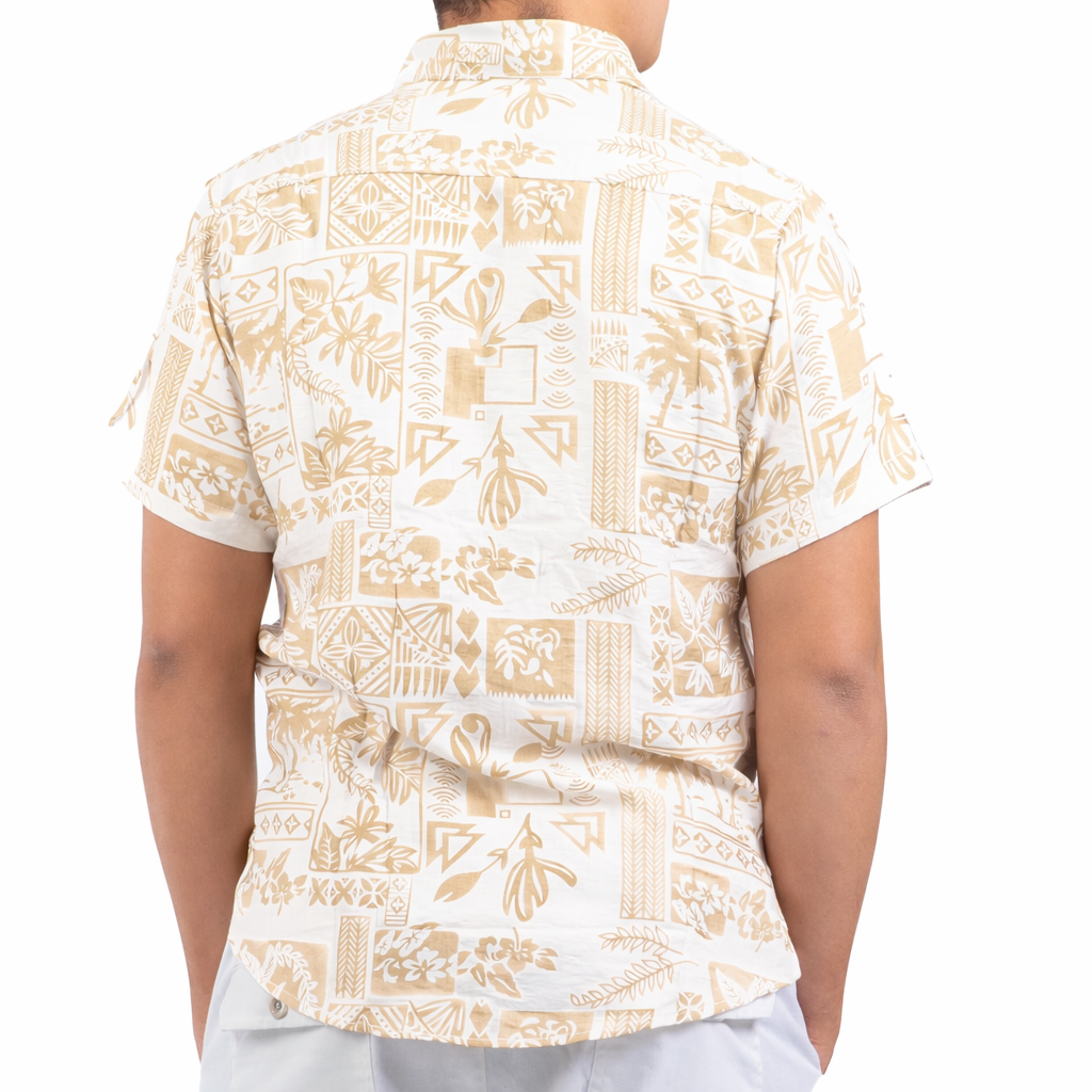 Chemise fleurie beige