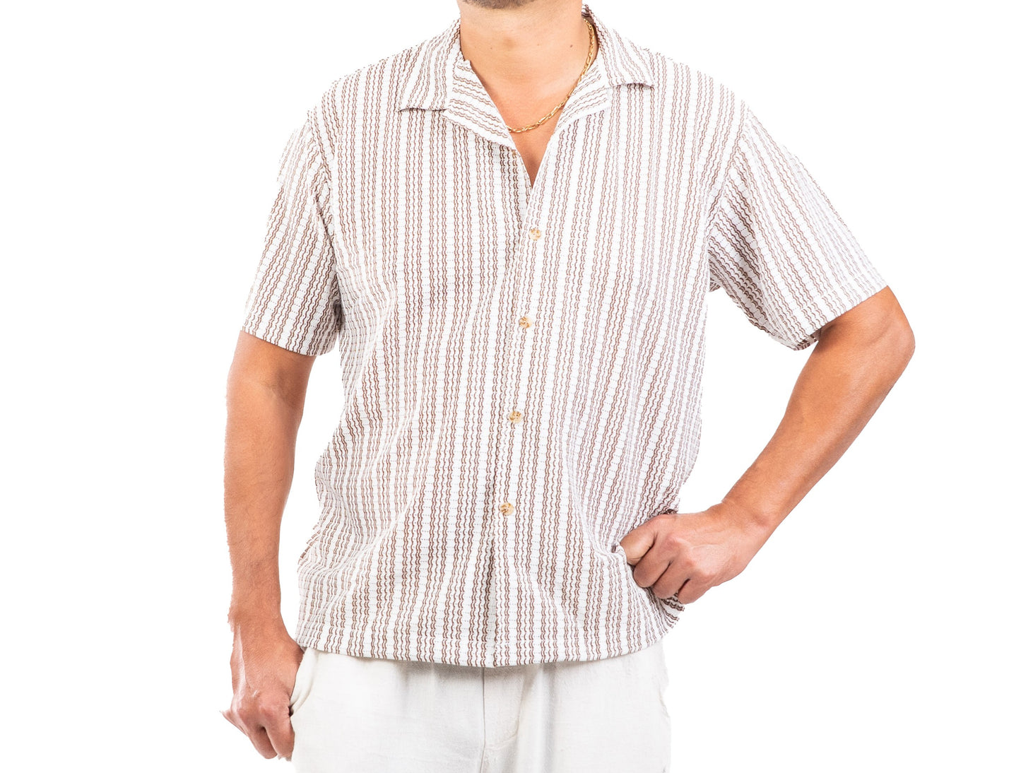 Chemise rayé blanc/marron