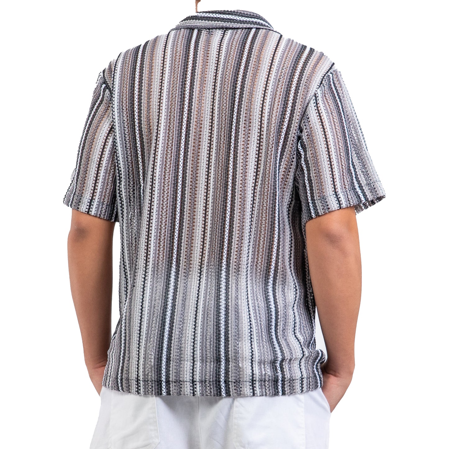 Chemise ajourée noir/gris