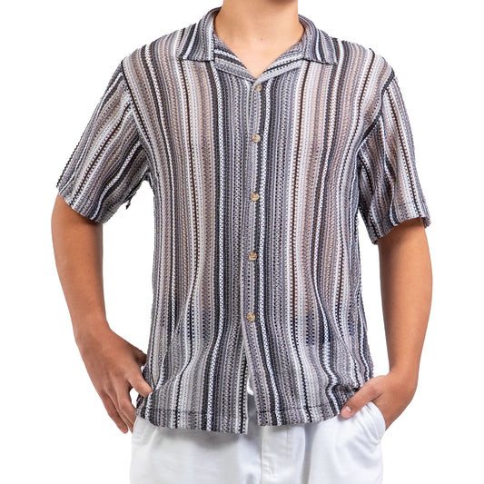 Chemise ajourée noir/gris