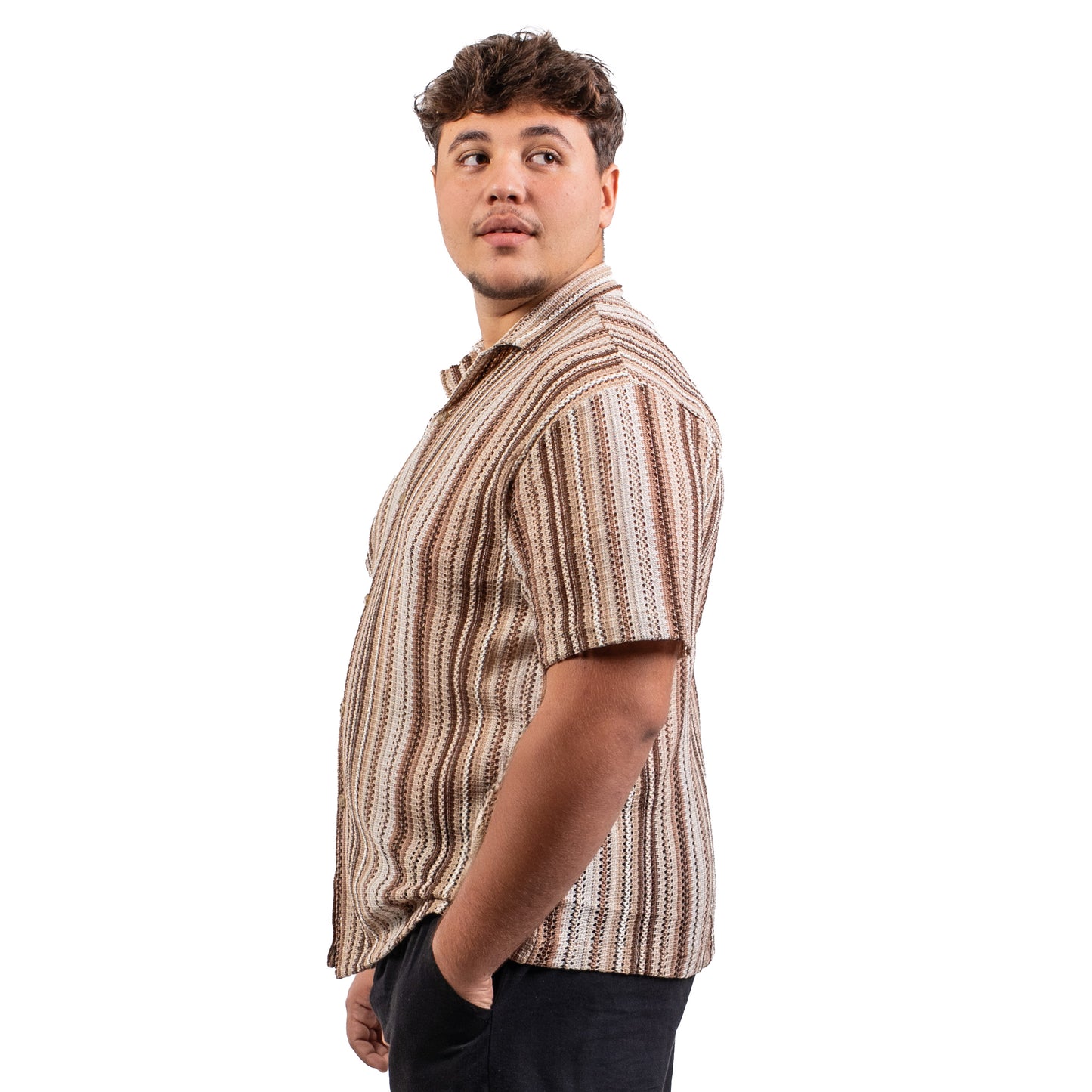 Chemise ajourée marron