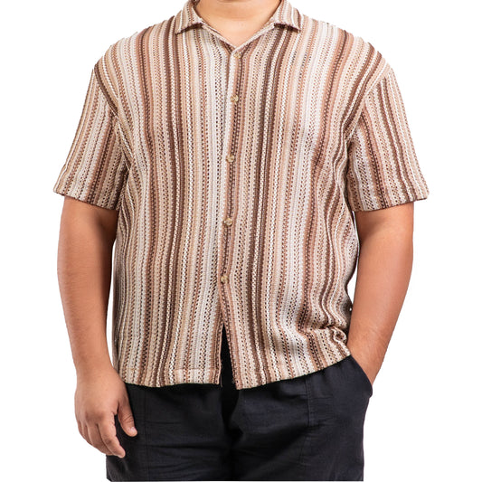 Chemise ajourée marron