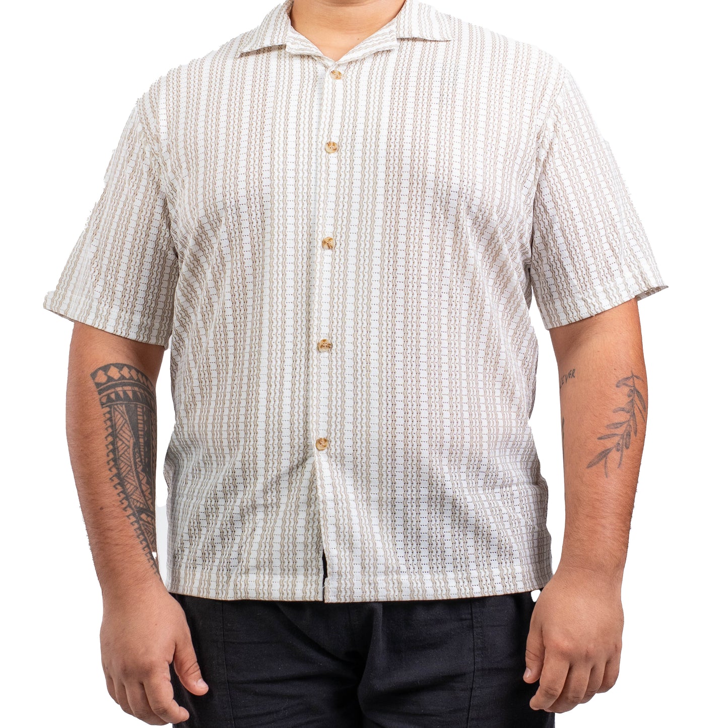 Chemise rayé blanc/beige