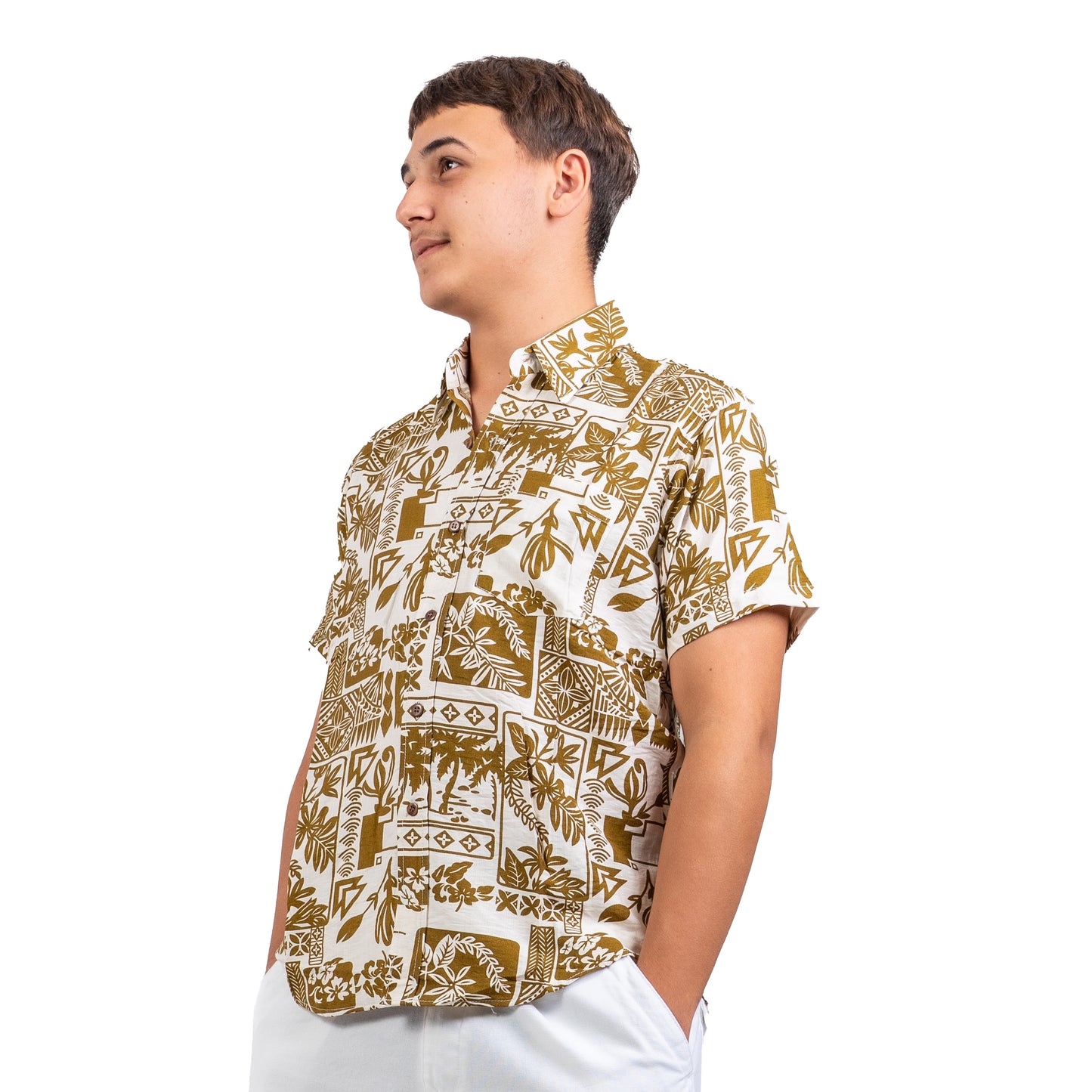 Chemise fleurie marron