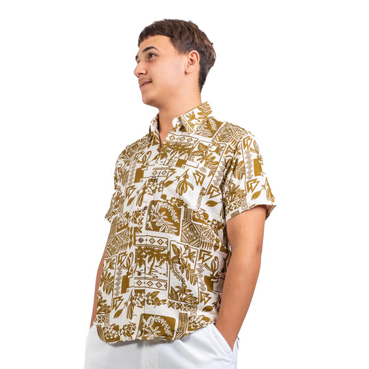 Chemise fleurie marron