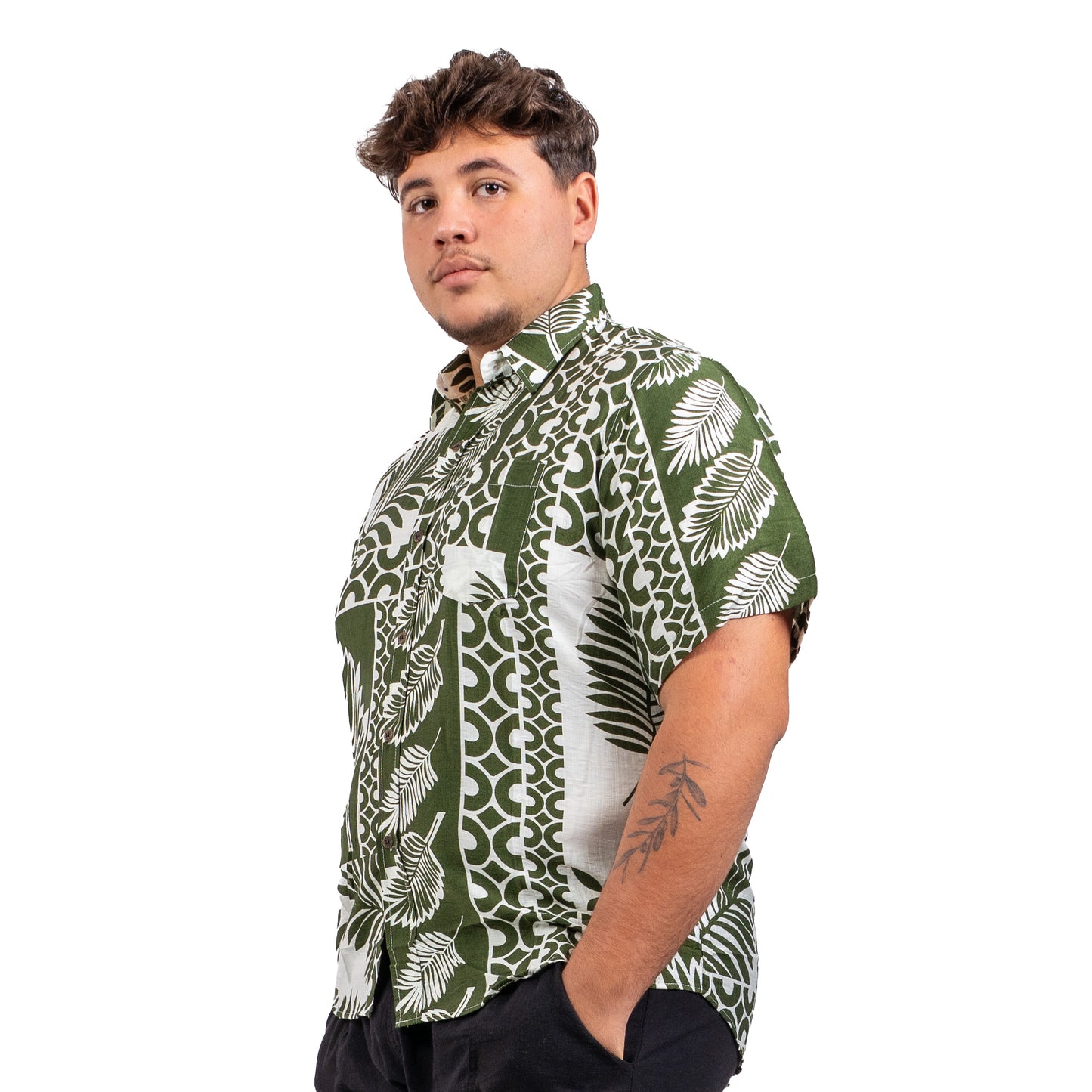 Chemise fleurie vert