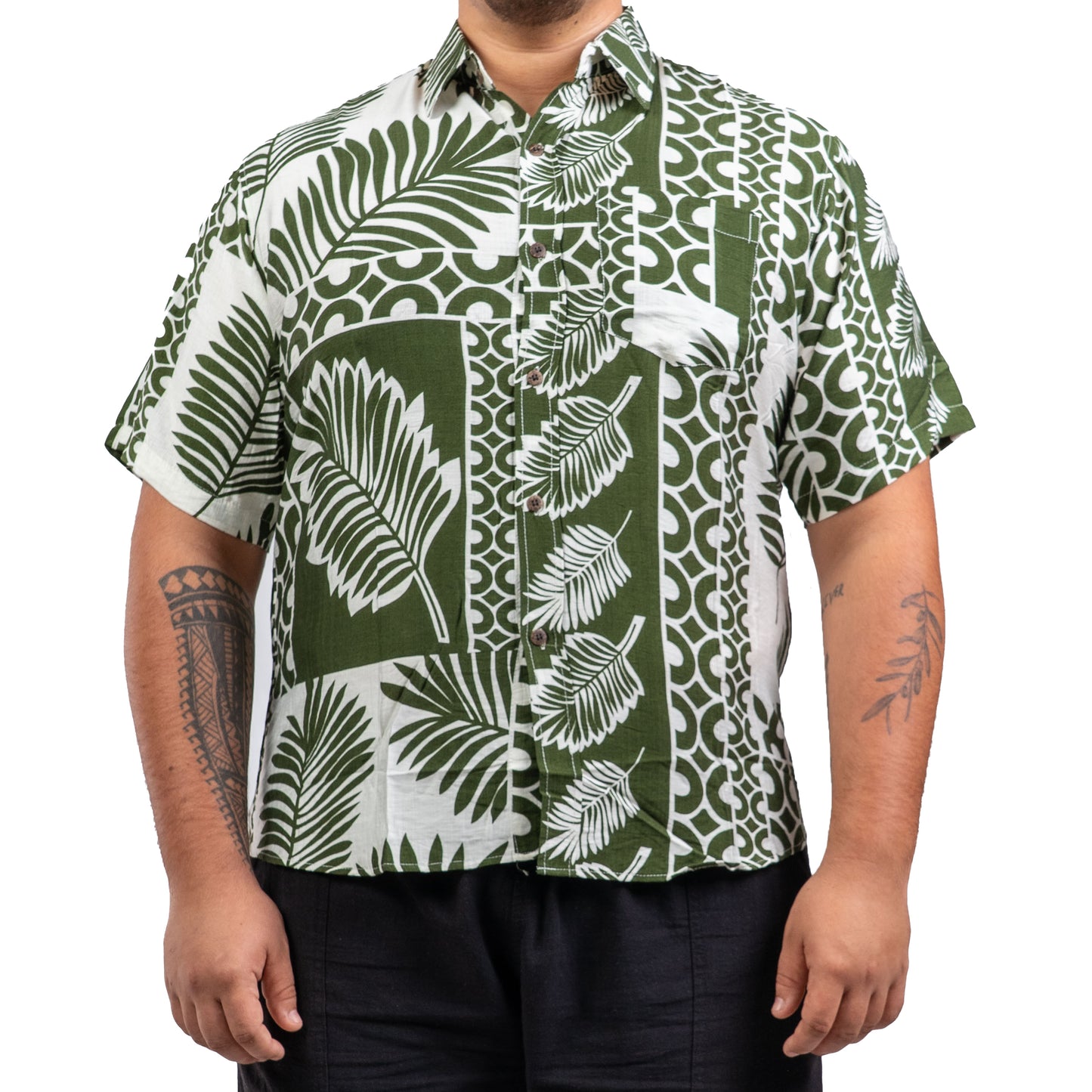 Chemise fleurie vert