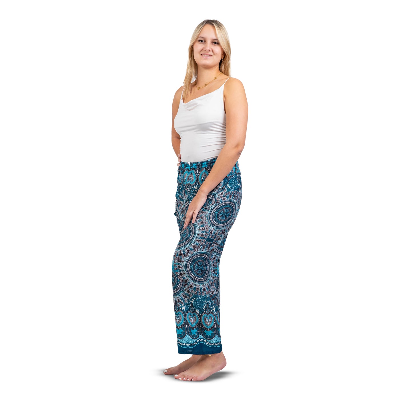 Pantalon femme bleu coupe droite