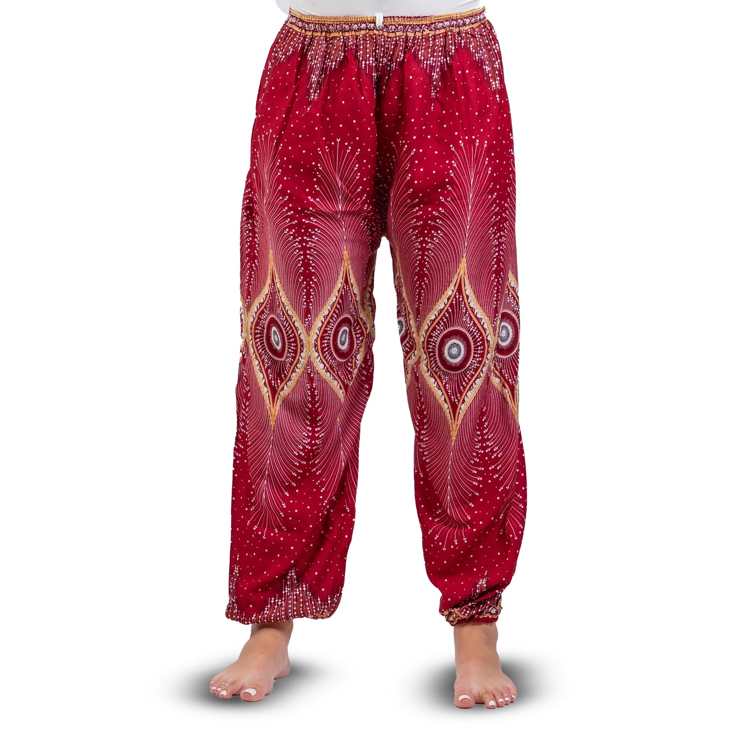 Pantalon élastiqué bas de jambe rouge