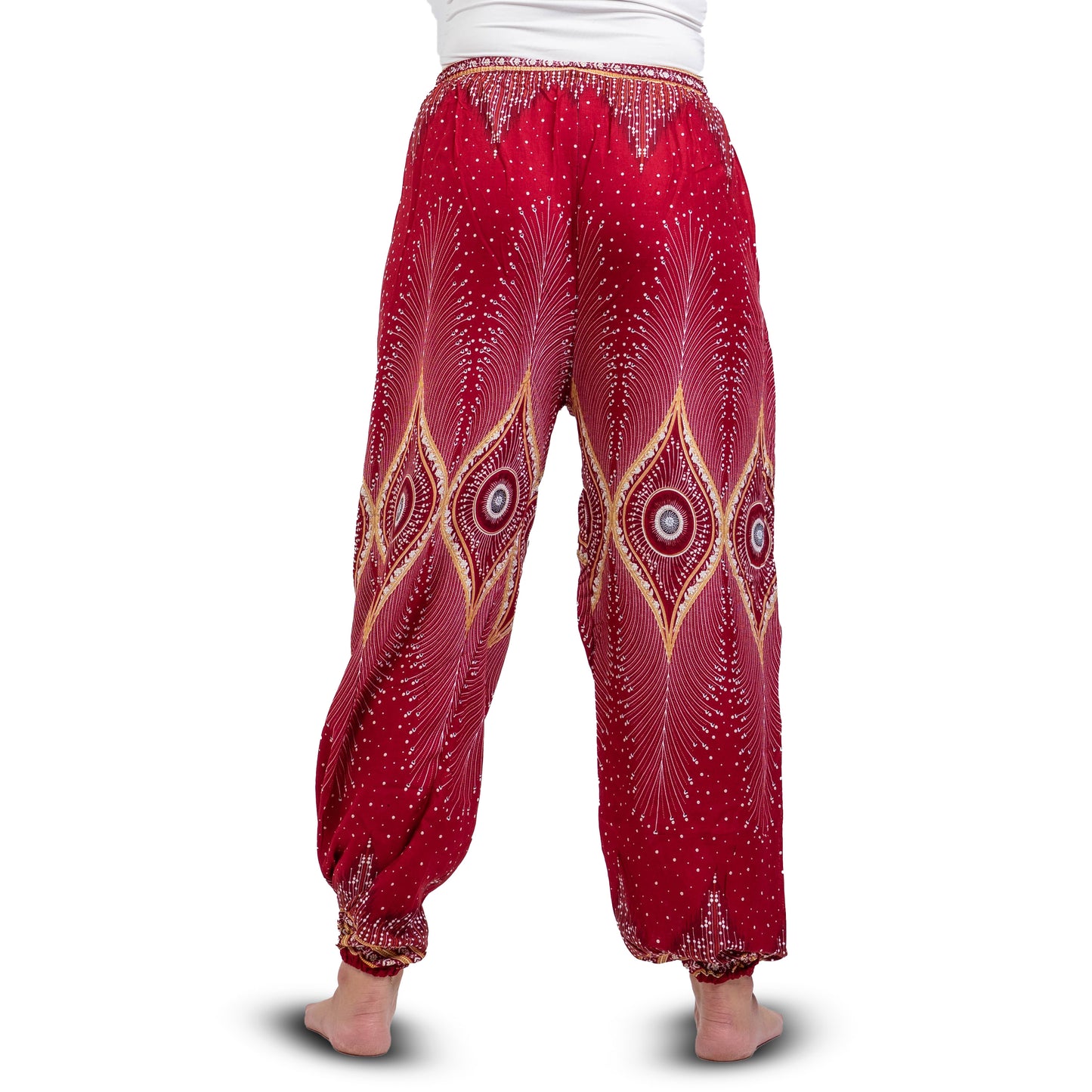 Pantalon élastiqué bas de jambe rouge