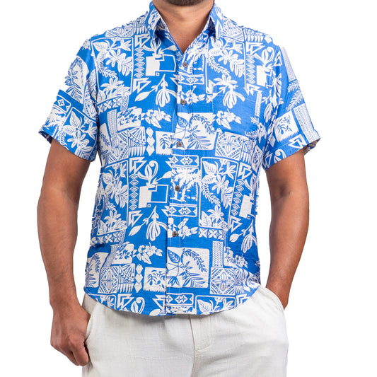 Chemise fleurie bleu