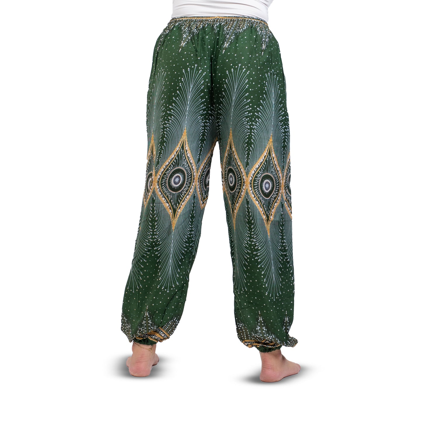 Pantalon élastiqué bas de jambe vert