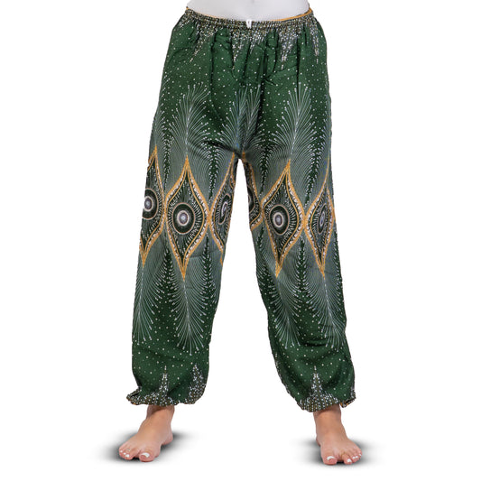 Pantalon élastiqué bas de jambe vert