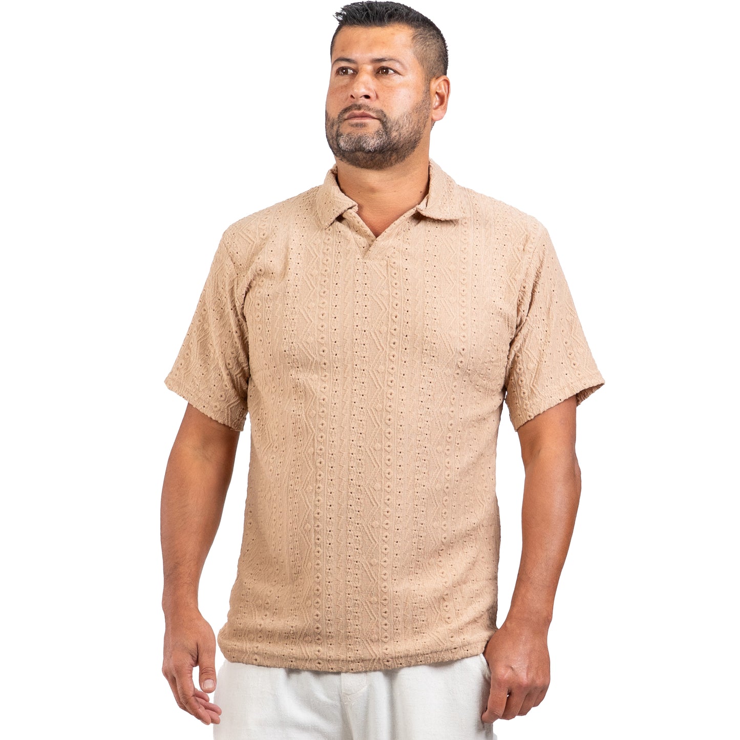 Polo ajourée marron clair