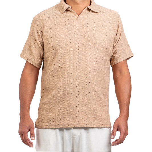 Polo ajourée marron clair