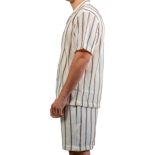 Ensemble ajouré crème/marron