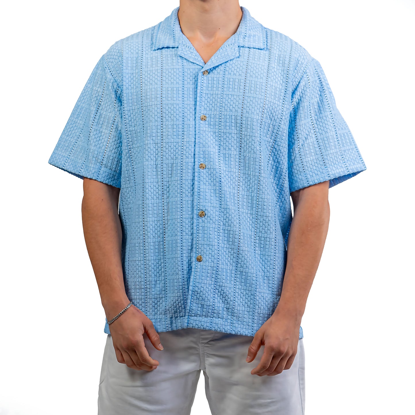 Chemise ajourée bleu
