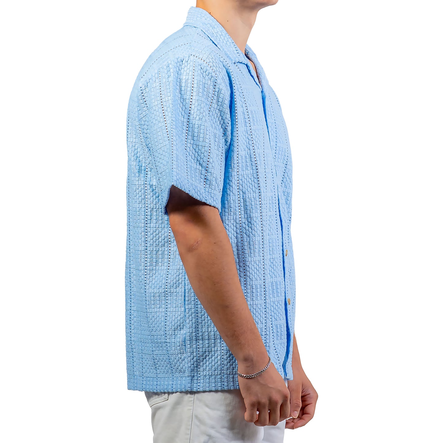 Chemise ajourée bleu