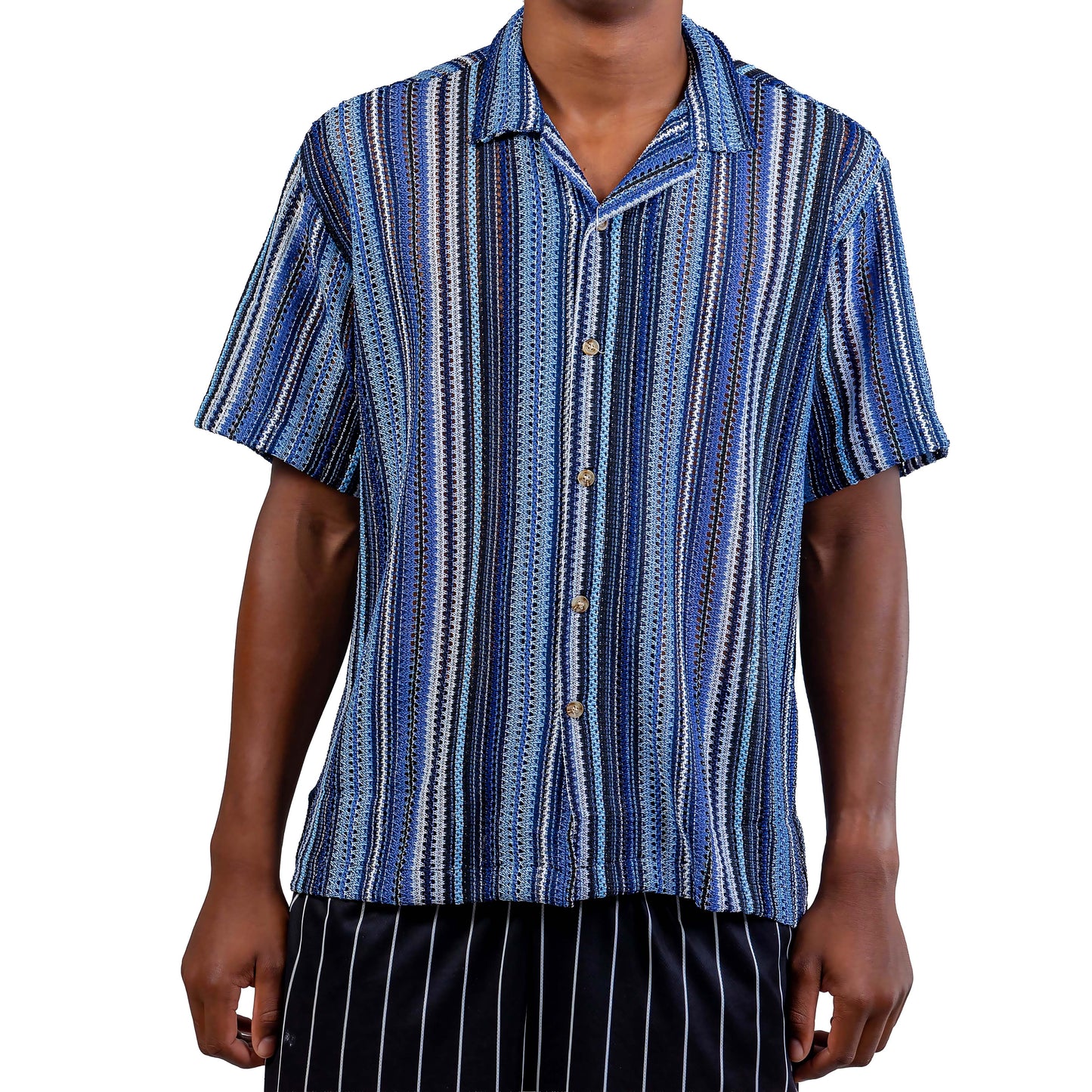 Chemise ajourée bleu