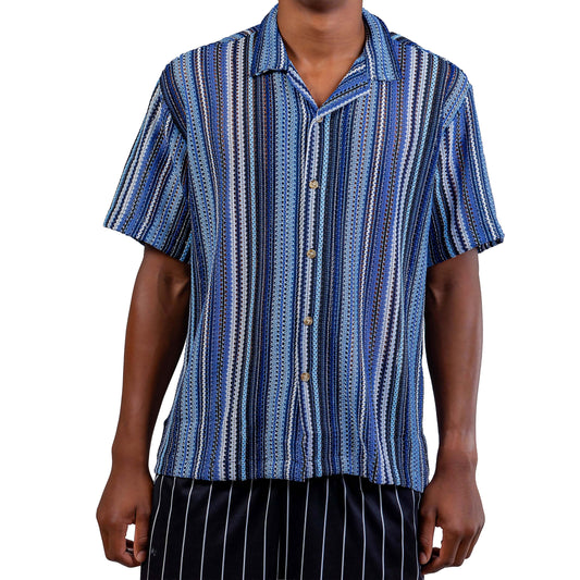 Chemise ajourée bleu